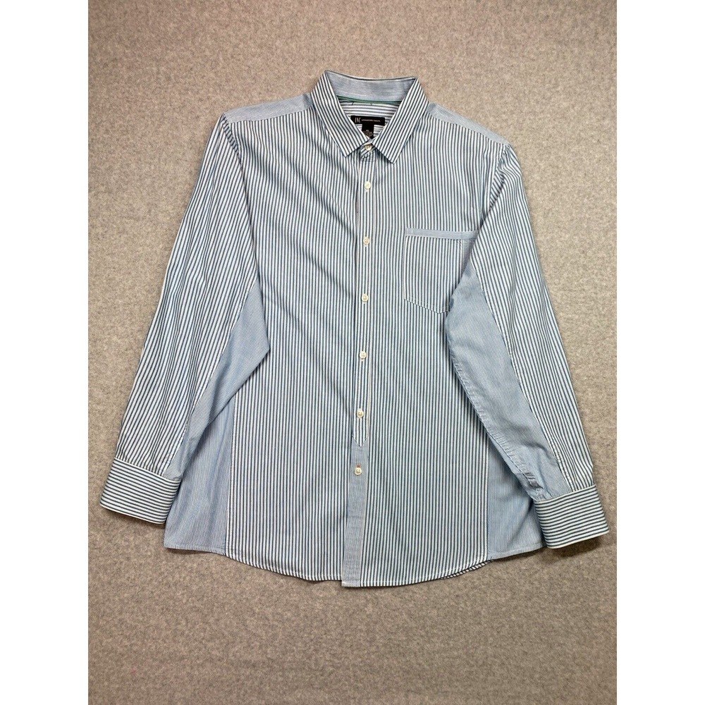 INC Shirt Mens Extra Large Blue Striped Casual Party‎ Workwear Career Preppy